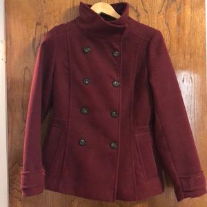 Burgundy pea coat